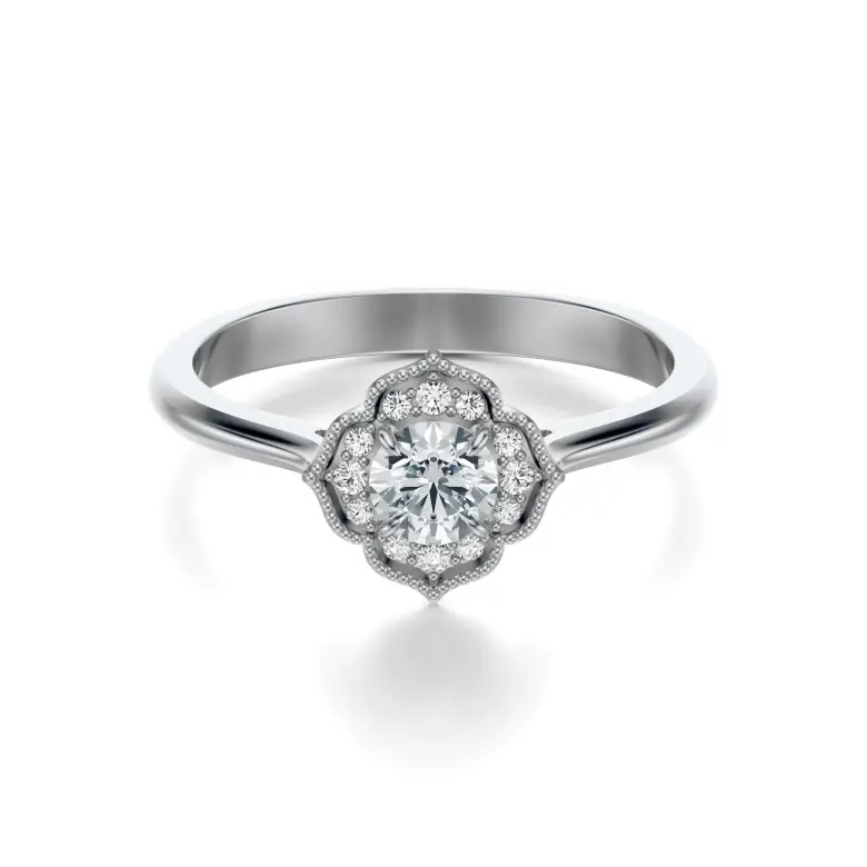 Pierścionek białe złoto z diamentami